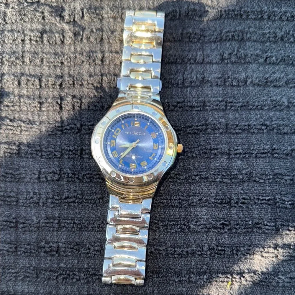 Vellaccio Gold Silver Watch with Blue Dial